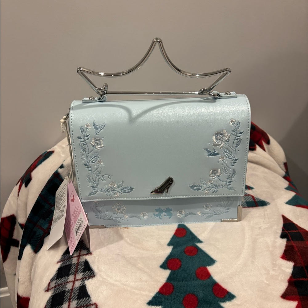 Loungefly Light Blue Crossbody Bag with Floral Design